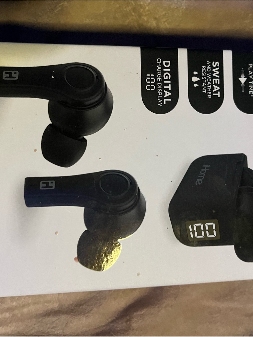 iHome Black True Wireless Earbuds with Digital Charge Case